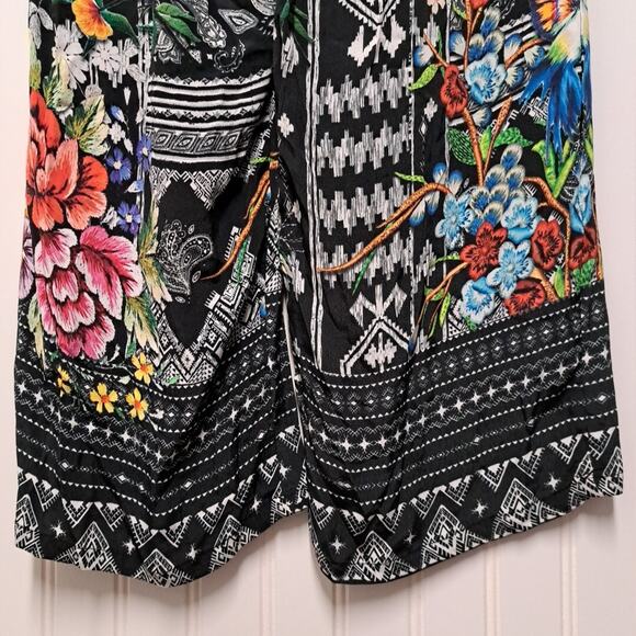 NWT Shana Wide Leg Capri Pants Womens Small Black Tropical Silky Pull On Resort - Picture 10 of 16